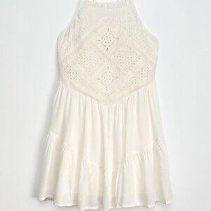 Lulus Imagination Cream Eyelet Lace Mini Dress White - Size S